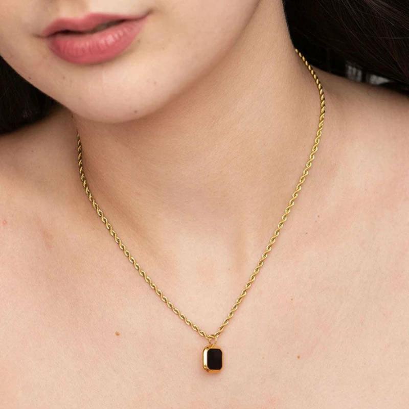 Black Enamel Necklace Necklaces