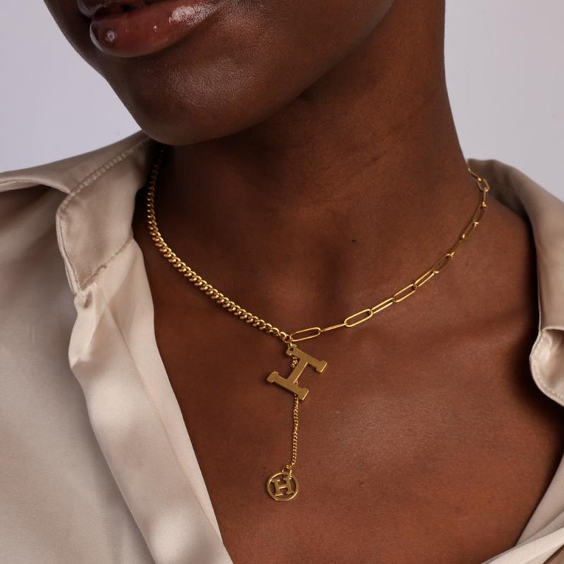 Bold H Paperclip Cuban Chain Necklace Necklaces