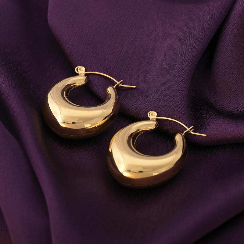 Chunky Drop Hoop Earrings Earrings