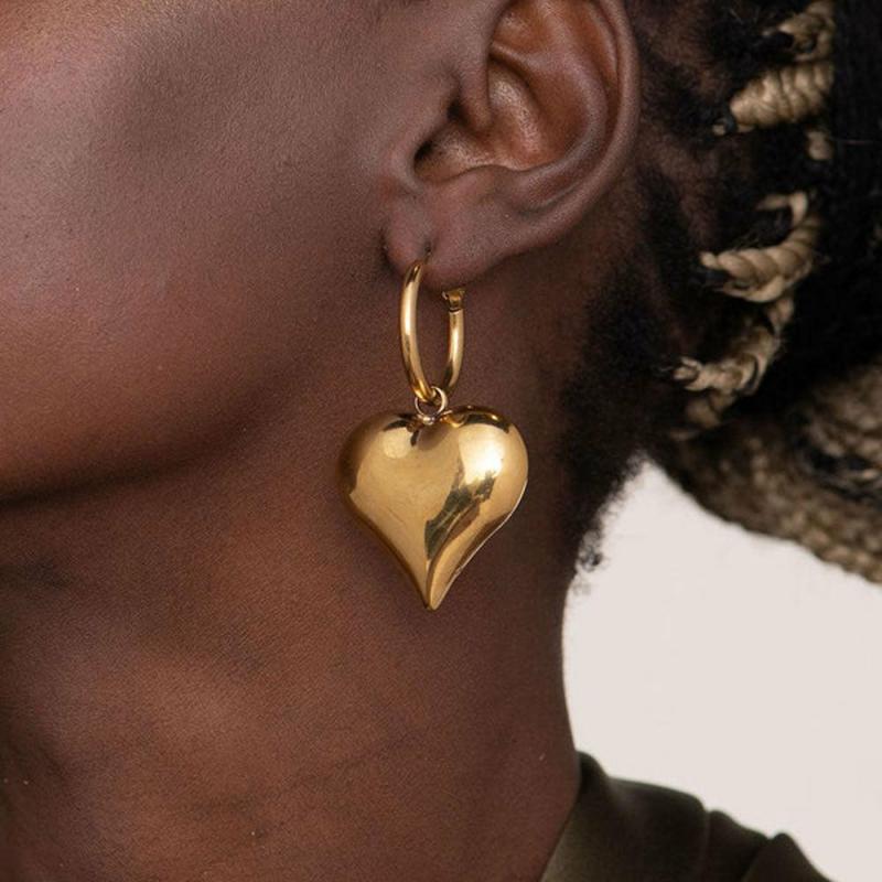 Chunky Heart Hoop Earrings Earrings