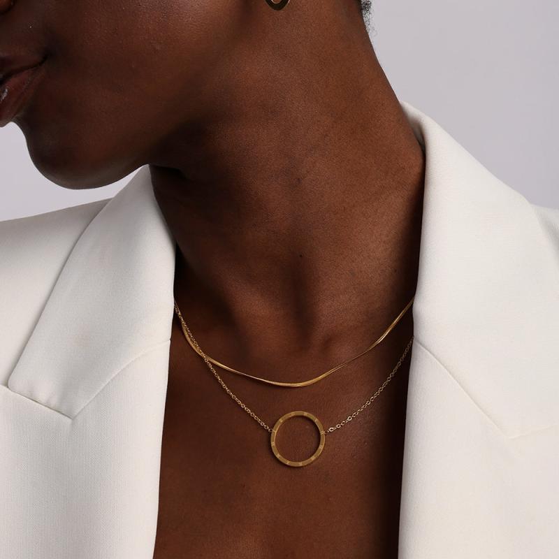 Circle Ring Double Layer Necklace Necklaces