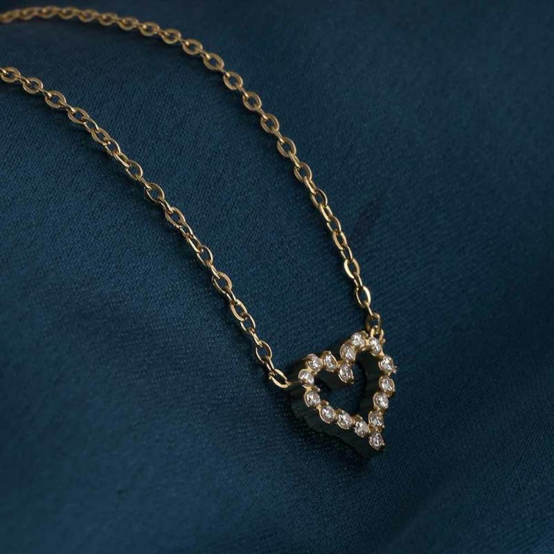 Crystal Adorned Love Necklace | Gold Necklaces