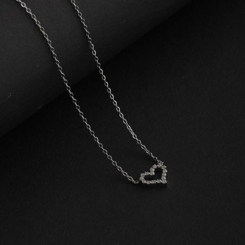 Crystal Adorned Love Necklace | Silver Necklaces