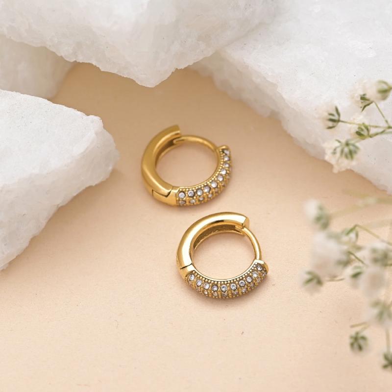 Diamond Huggie Hoop Earrings Earrings