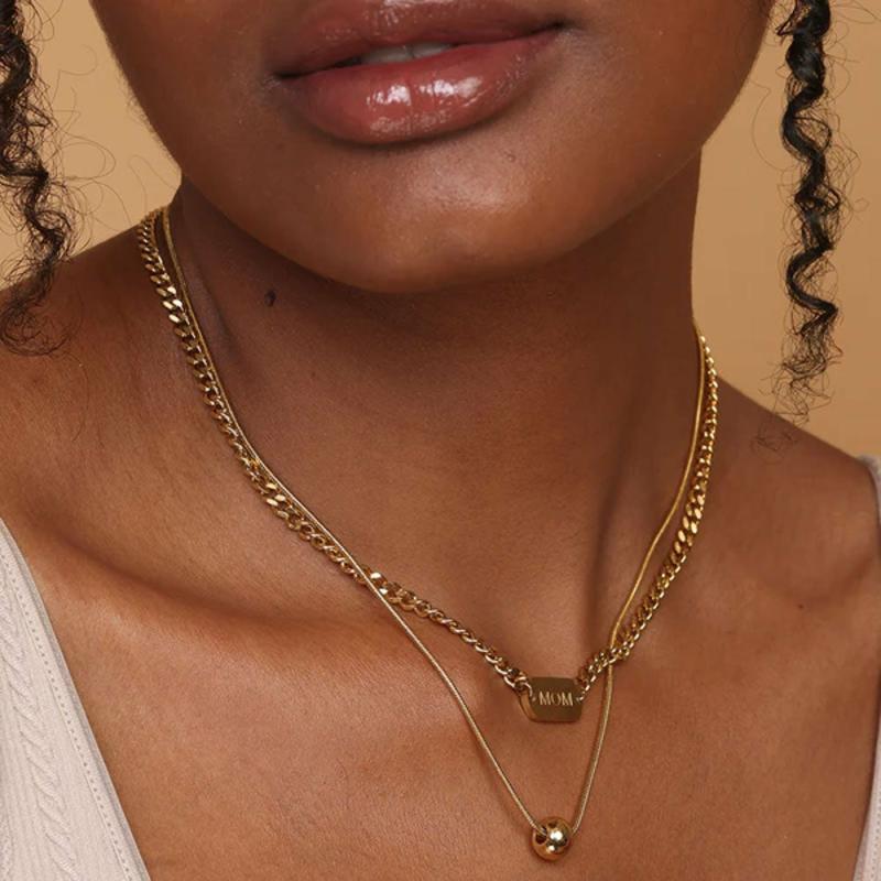 Double Layer Mom Cuban Chain Necklace Necklaces