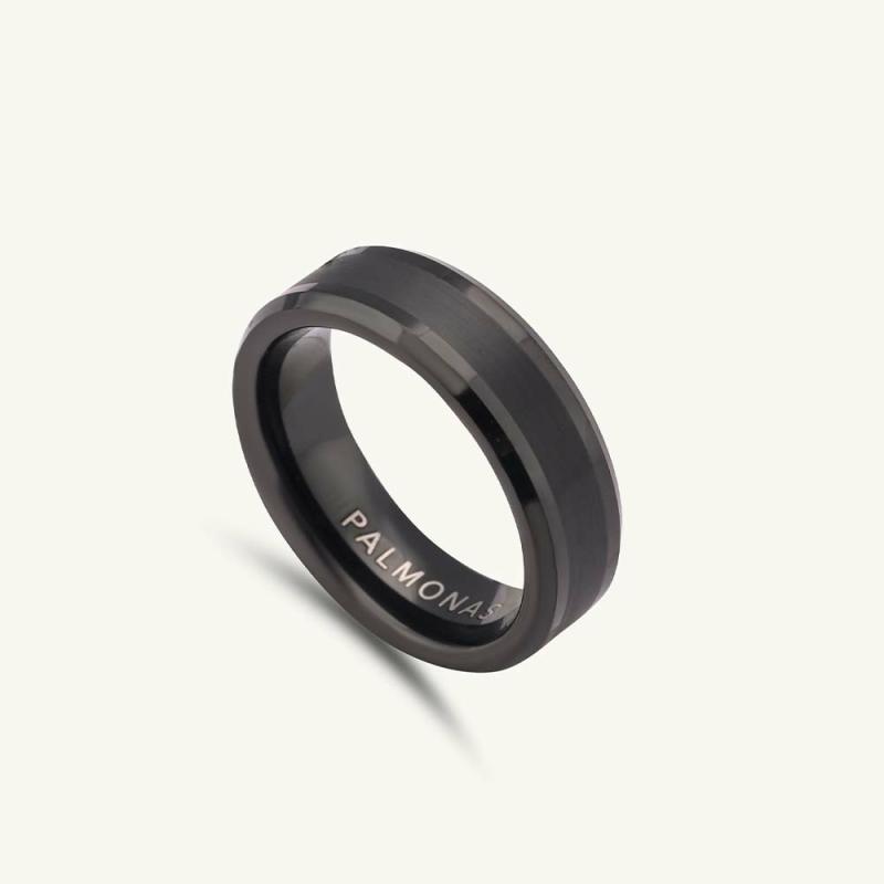 Gunmetal Band Men’S Ring- Tungsten Men'S Rings