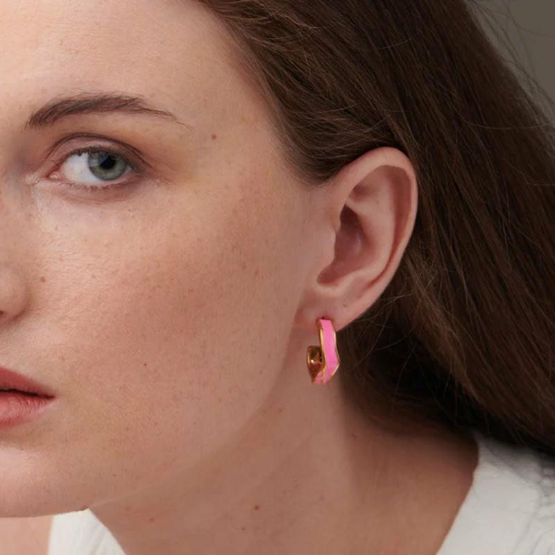 Pink Round Hoop Earrings Earrings