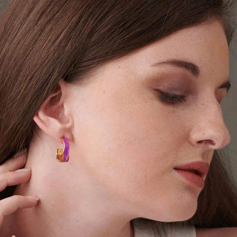 Purple Round Hoop Earrings Earrings