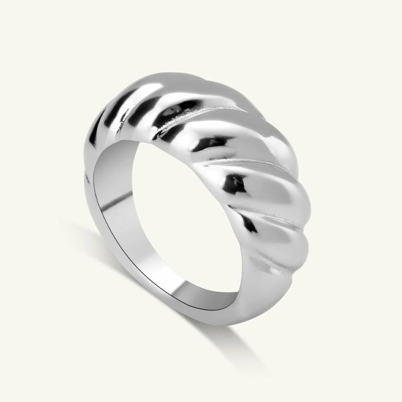 Rope Twisted Bold Ring | 18K White Gold Plated Rings