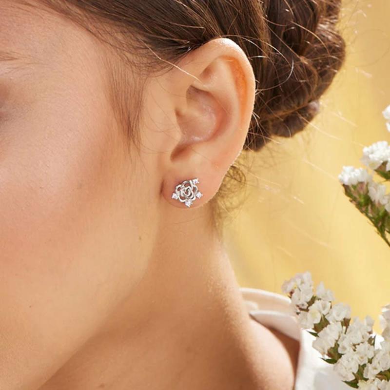 Scarlett Rose Stud Earrings- 925 Silver Earrings