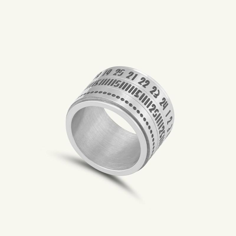 Silver Arabic Numerals Punk Men’S Ring Men'S Rings