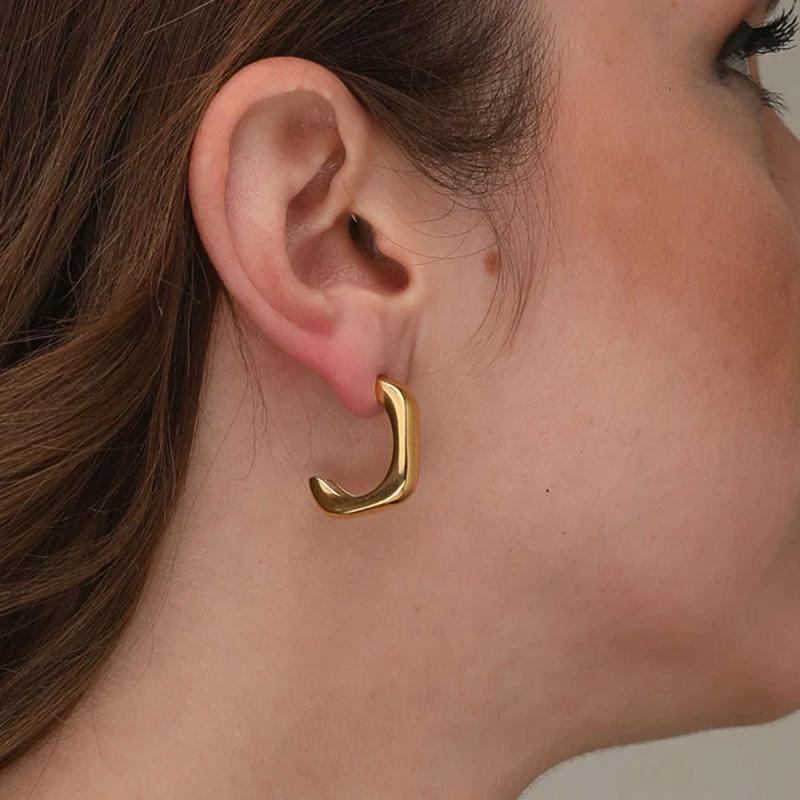 Small Half Square Hoop Earrings Earrings