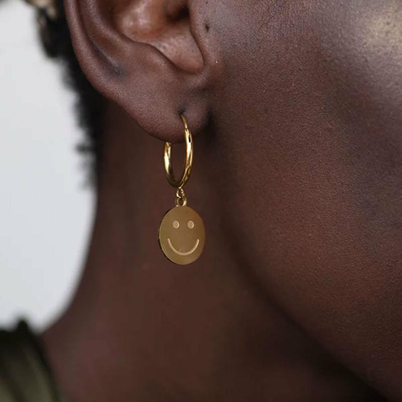 Smiley Face Hoop Earrings Earrings