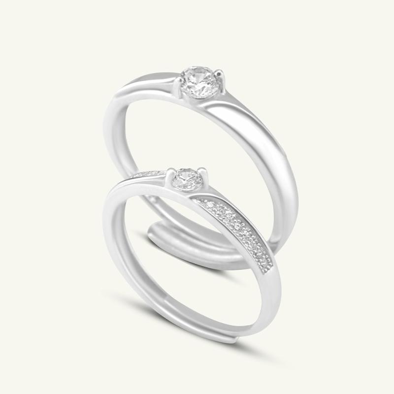 Solitaire Band Couple Rings- 925 Silver Couple Rings