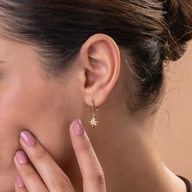 Studded Star Moon Hoop Earrings Earrings