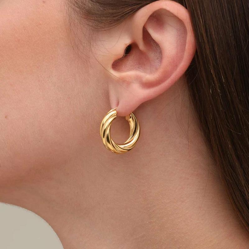 Twisted Round Hoop Earrings Earrings