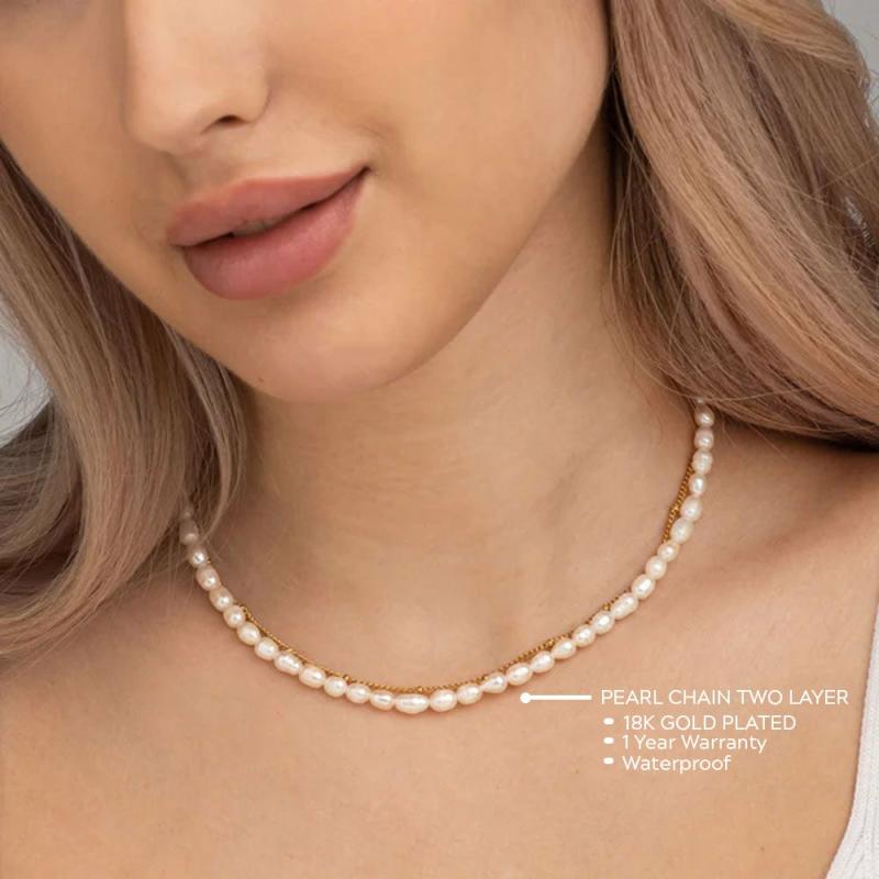 Pearl Chain Two Layer Necklace Necklaces